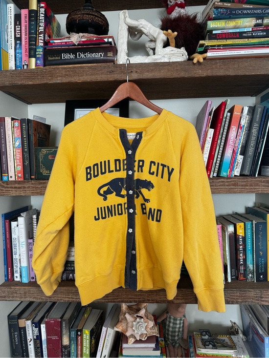 Free People Tops - Free People Yellow Graphic Snap-Front Sweatshirt